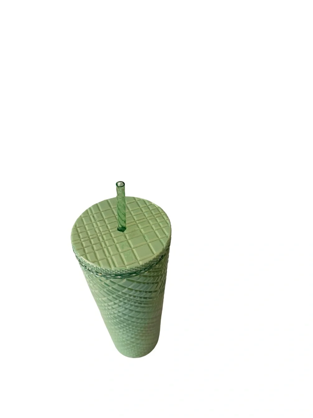 Brand New Green Starbucks tumbler with diamond pattern and straw